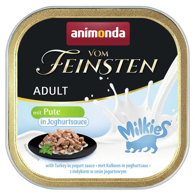 Neue Kollektion Sparpaket 8 x 100 g Animonda vom Feinsten Adult mit Milkies-Sauce mit Pute in Joghurtsauce Katzen Nassfutter